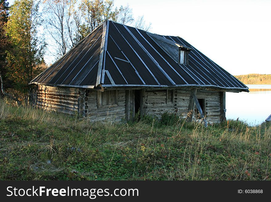 Old lodge in village in Russia