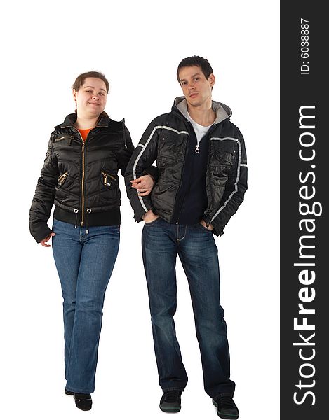 Young Man And Woman In Jackets