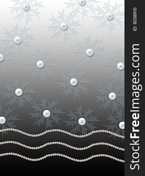 Abstract background with pearls and Snowflakes