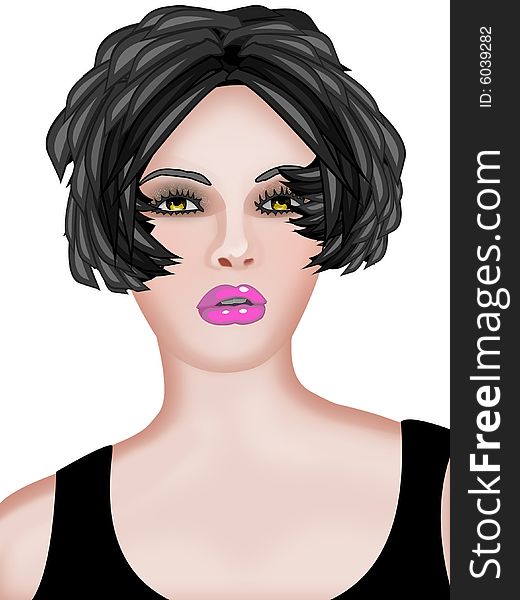 Brunette and dark hair color woman illustration. Brunette and dark hair color woman illustration