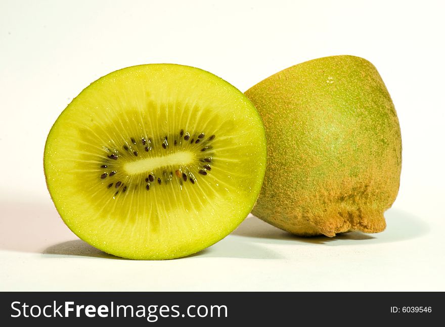 Golden Kiwi Fruit On White