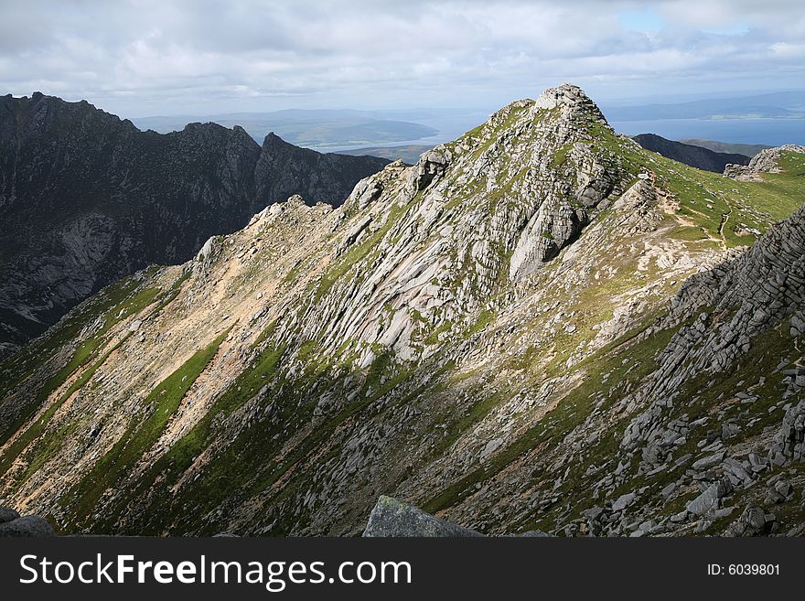 The granite peak of North Goatfell in Arran, Scotland