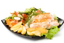 Stake From A Salmon With Vegetables Royalty Free Stock Photos Stake From A Salmon With Vegetables Royalty Free Stock Photos