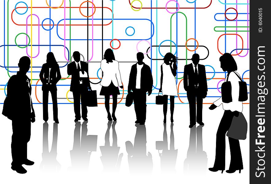 Illustration of business people and shadow