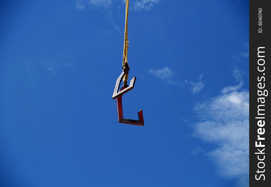 Construction crane hook. Horizontally framed photo. Construction crane hook. Horizontally framed photo.