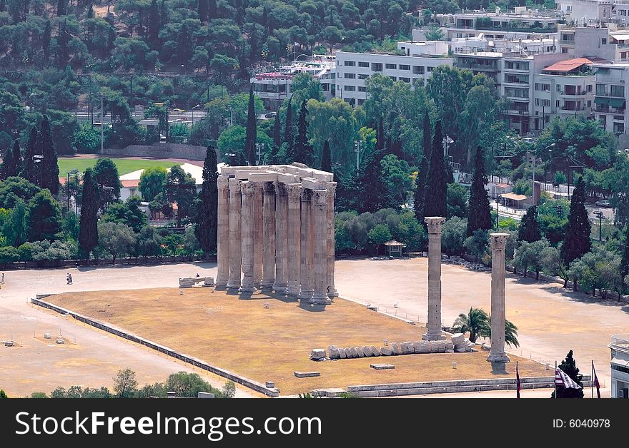 The temple of Olympian Zeus, the view from Acropolis, Greece