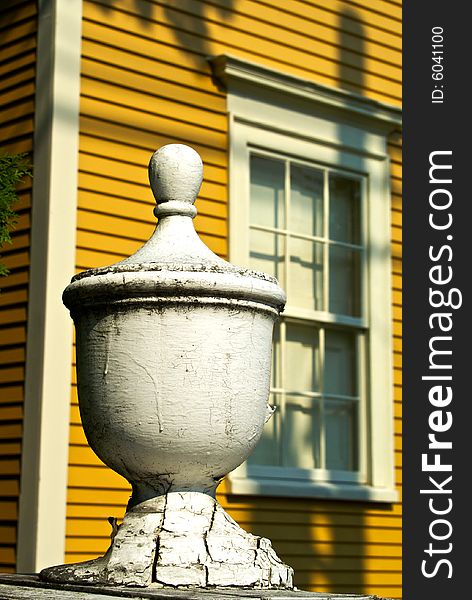 Detail of old fence top shaped as an urn