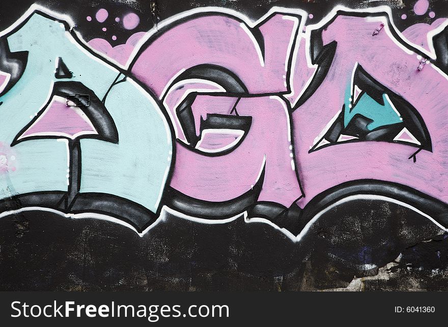 Inner city background with colorful graffiti. Inner city background with colorful graffiti