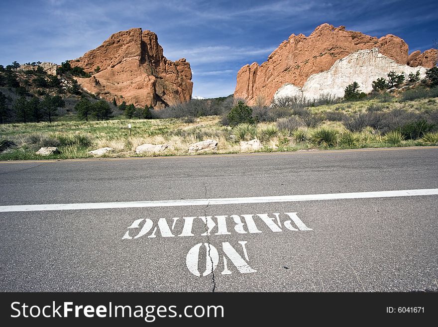 No parking sign in Garden of the Gods.