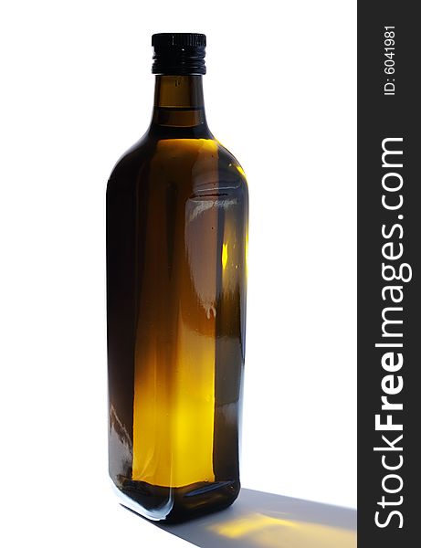 Bottle with olive oil on a white background,saved path