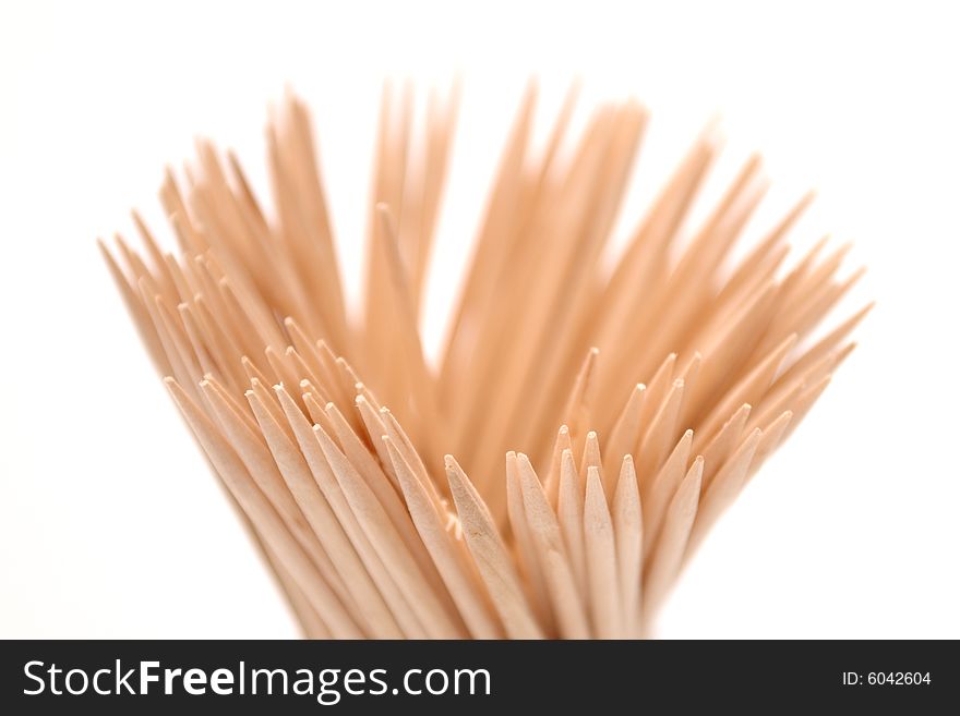 Isolated toothpicks on white background