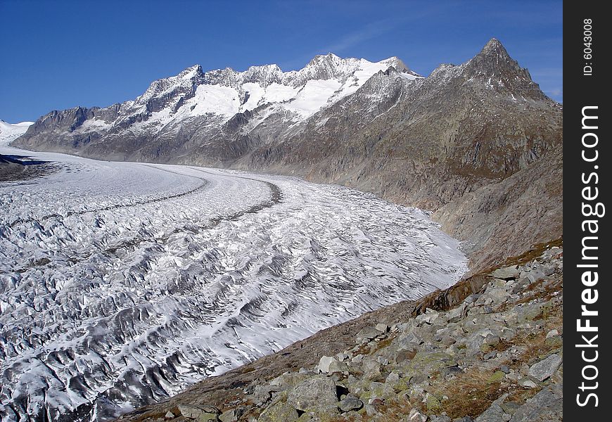Aletsch Glacier Bernese Alps Valais Switzerland. Aletsch Glacier Bernese Alps Valais Switzerland.