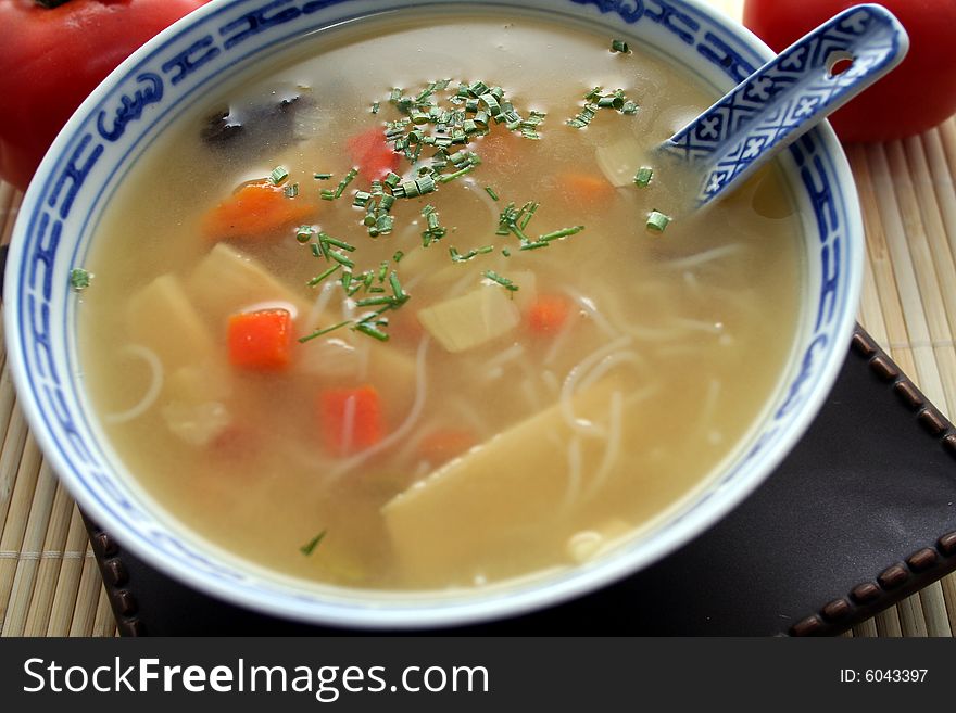 Chinese soup with a lot of vegetables. Chinese soup with a lot of vegetables