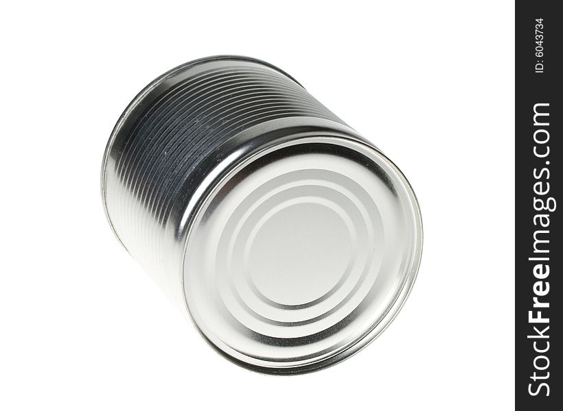 Blank tin can on white background