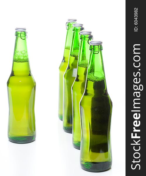 Beer in a bottle on a white background