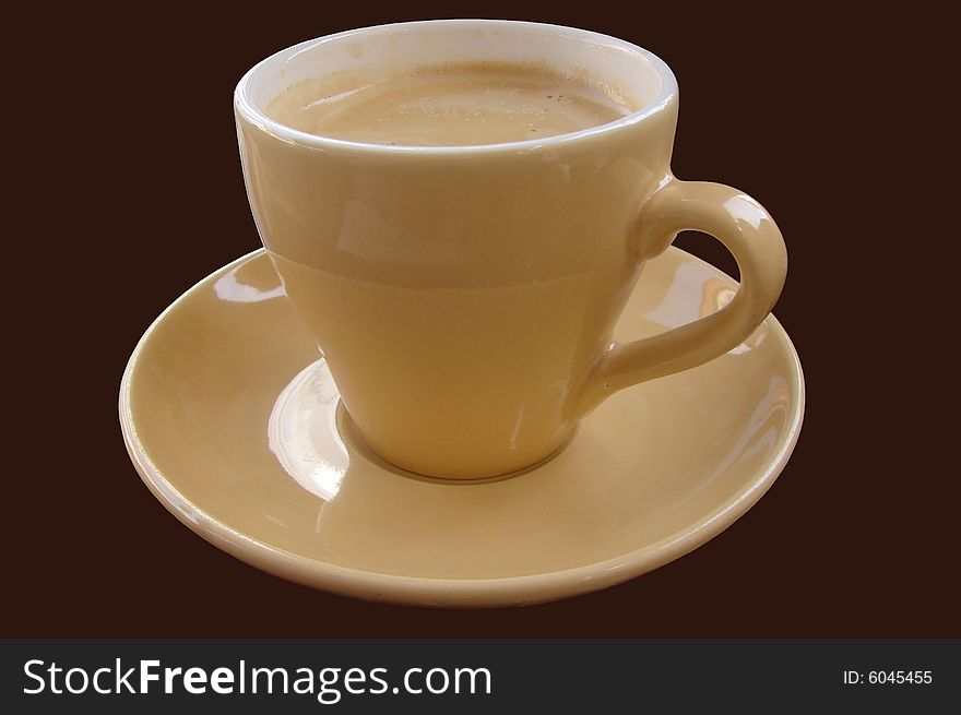 Cup of coffee with a brown background