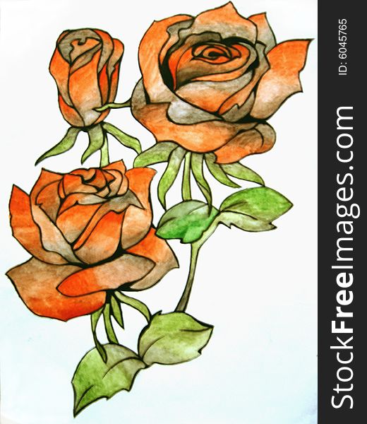 Photo of watercolour painted rose