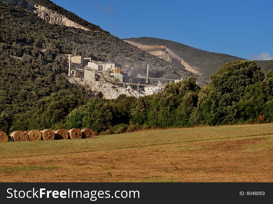 Factory and nature in tuscany