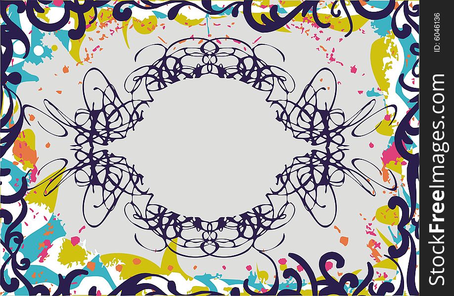 Ornamental twisted background and oval frame