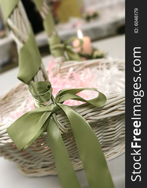 Basket of bubbles at a wedding reception. Basket of bubbles at a wedding reception.