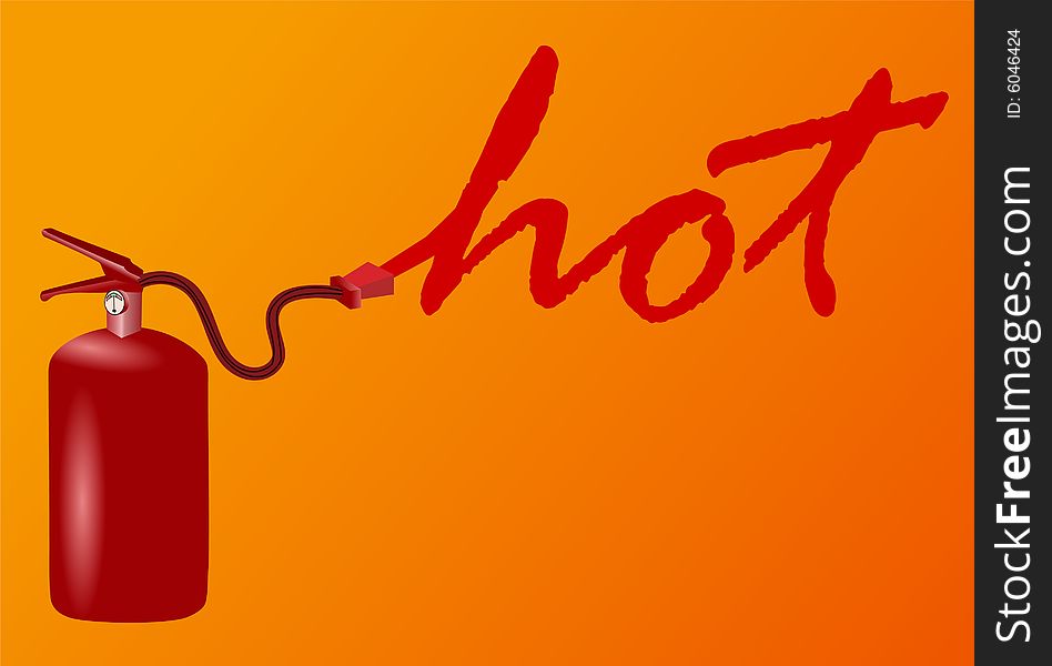 fire extinguisher vector background spelling the word hot