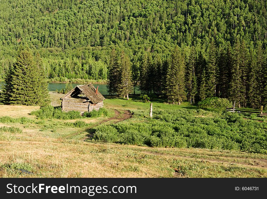 Old farm in mountains