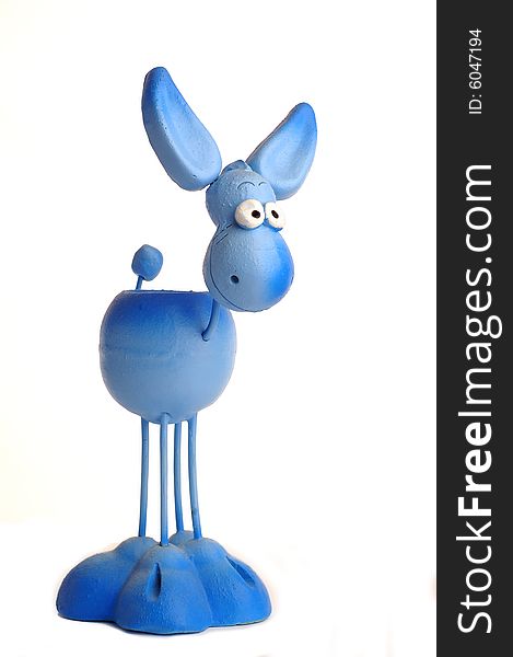 Isolated plaster  blue happy  donkey