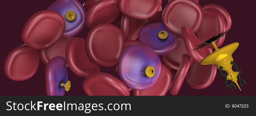 Nano-bot attacking red blood cells