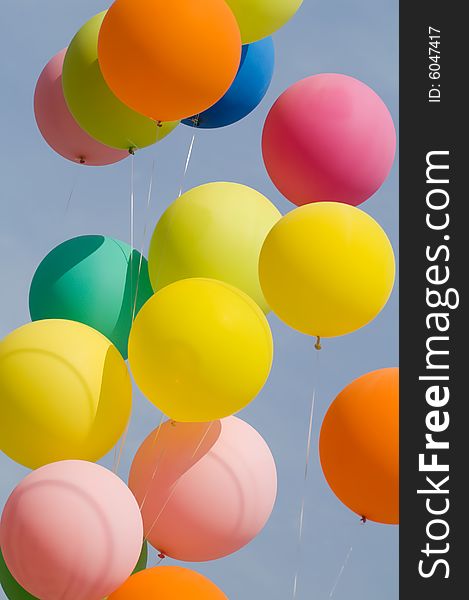 Colored balloons on blue sky. Colored balloons on blue sky