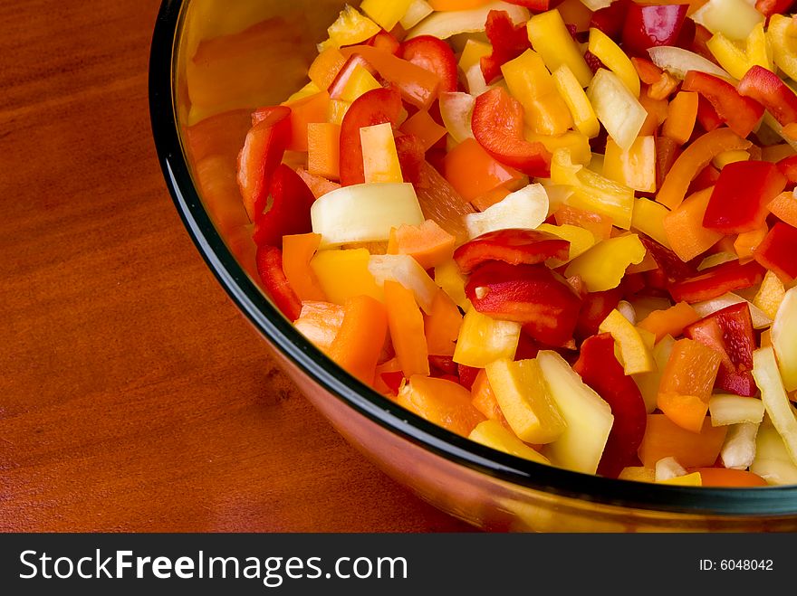 Pepper salad in a bowl