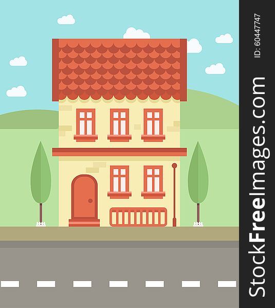 Colorful Flat Building, Vector illustration. Colorful Flat Building, Vector illustration