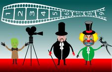 Magician And Clown Filming Royalty Free Stock Images Magician And Clown Filming Royalty Free Stock Images