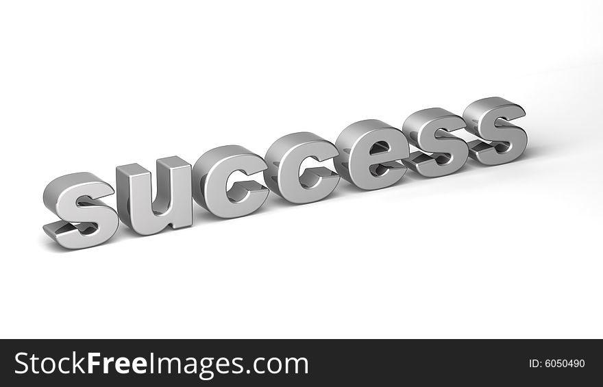 3D metallic text of Success