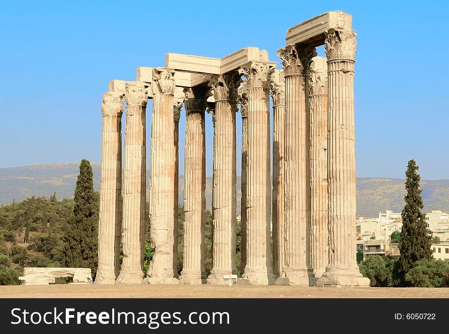The temple of Olympian Zeus in Athens, Greece