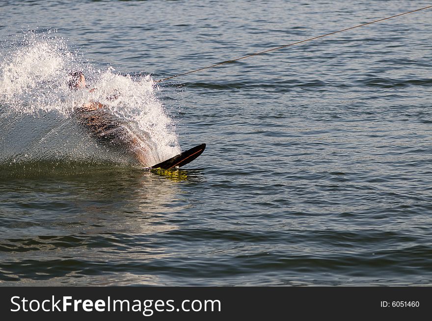 This is a wakeboarder in the water