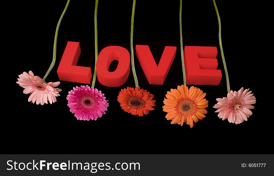 LOVE Decorated With Flowers