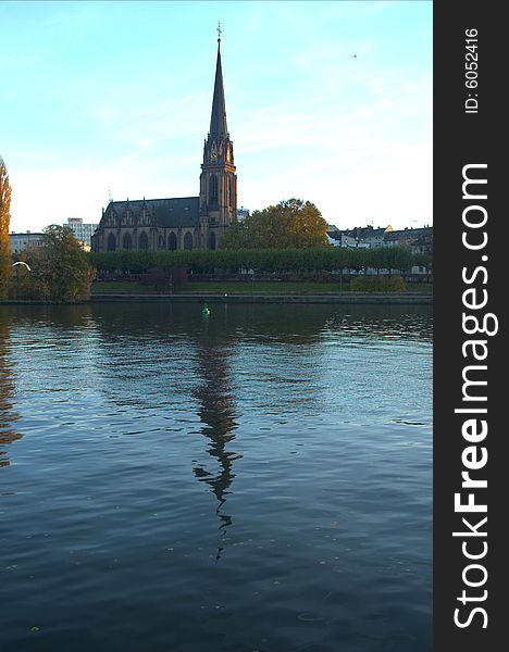 Church next to the Main River, in the city of Frankfurt. Church next to the Main River, in the city of Frankfurt.