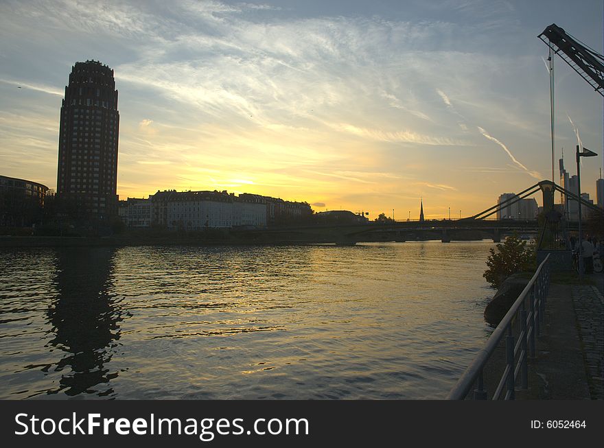 Winter sun in the city of Frankfurt. Winter sun in the city of Frankfurt.