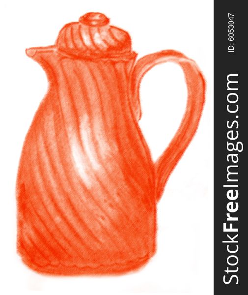 Photo of red pencil drawn ewer. Photo of red pencil drawn ewer