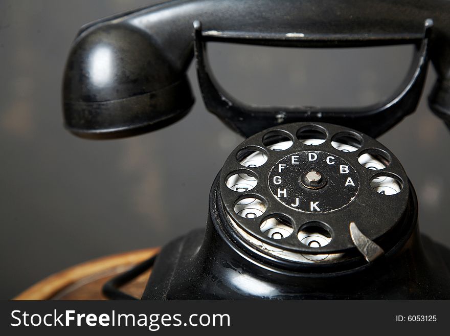 An image of black retro telephone. Photographed in the studio.
