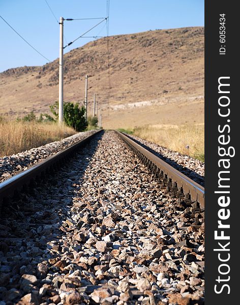 Railway tracks and view of  landscape