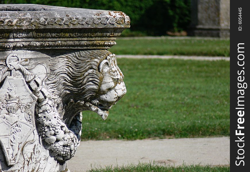 Lion on public fountain in Lednice - Czech republic