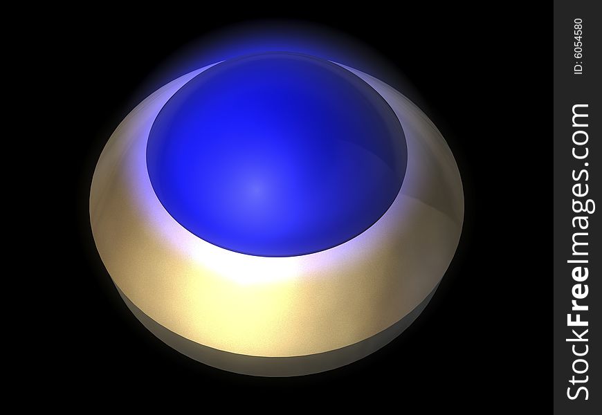 A glowing button isolated on black background