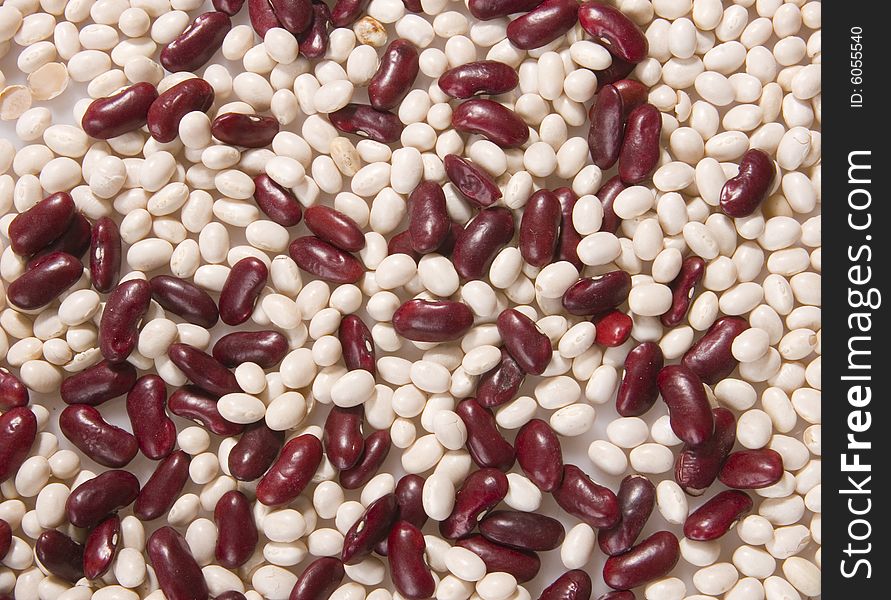 Group of  mixed red and white beans