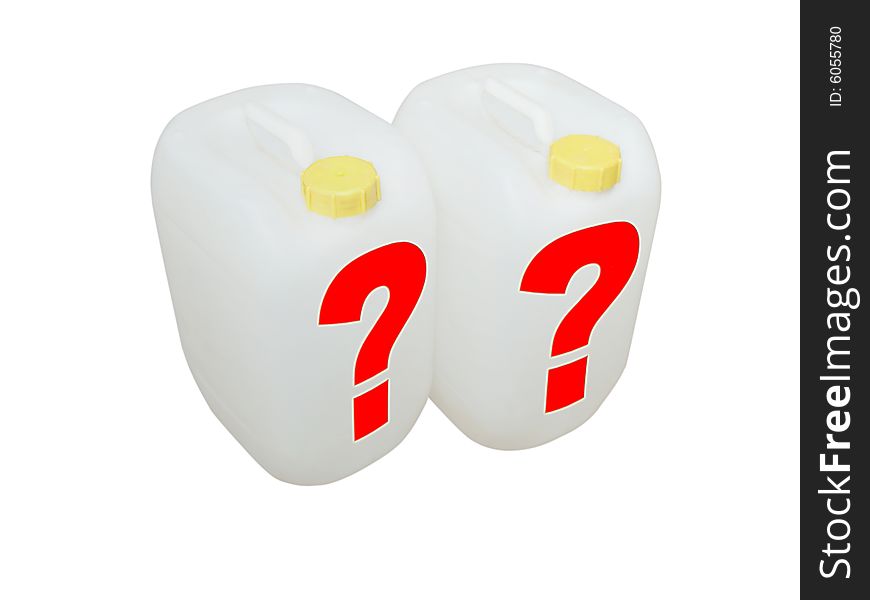 Double white tanks on red background