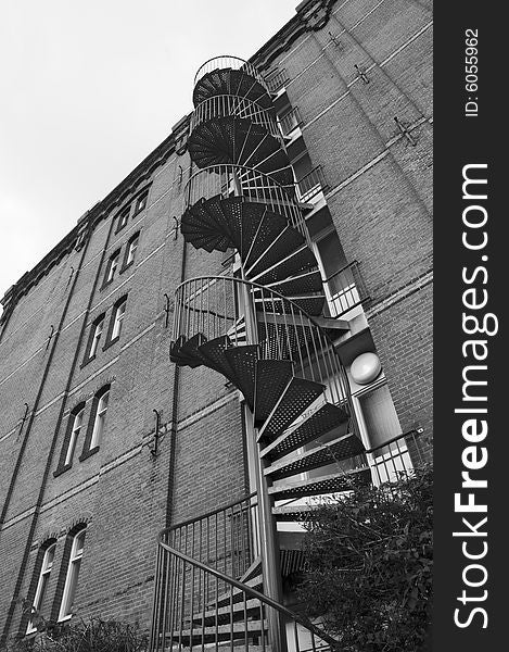 Winding stairway in tenement house in Amsterdam.