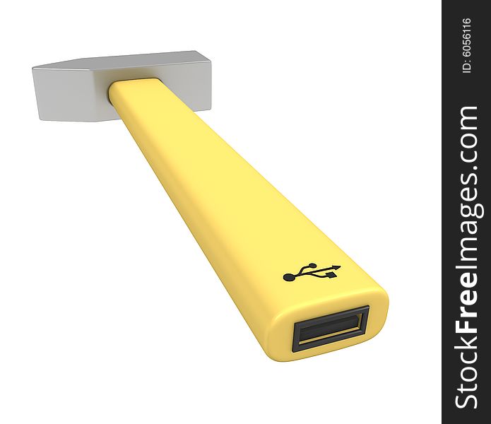 Three-dimensional model - a hammer with socket USB in the handle. Three-dimensional model - a hammer with socket USB in the handle.