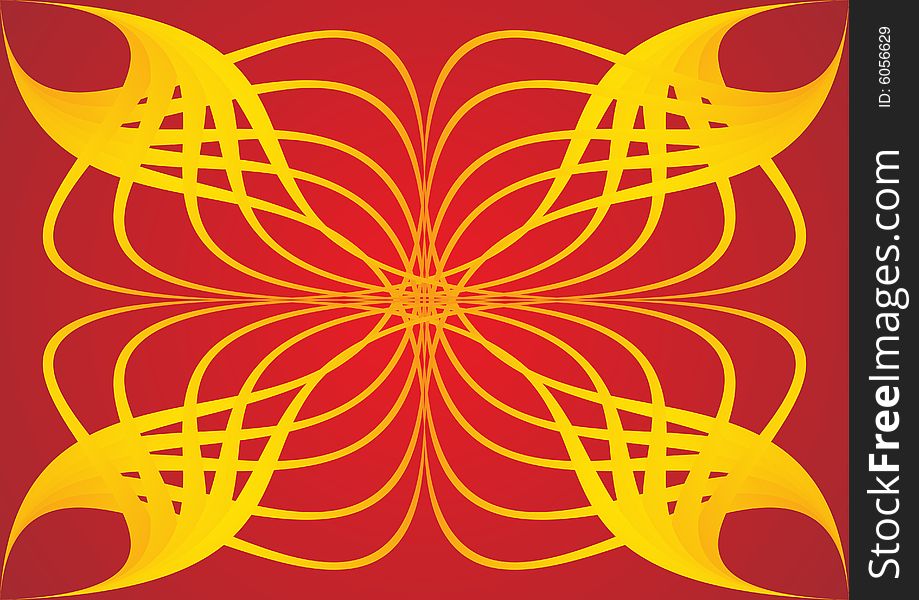 Abstract curves design in yellow and red. Abstract curves design in yellow and red