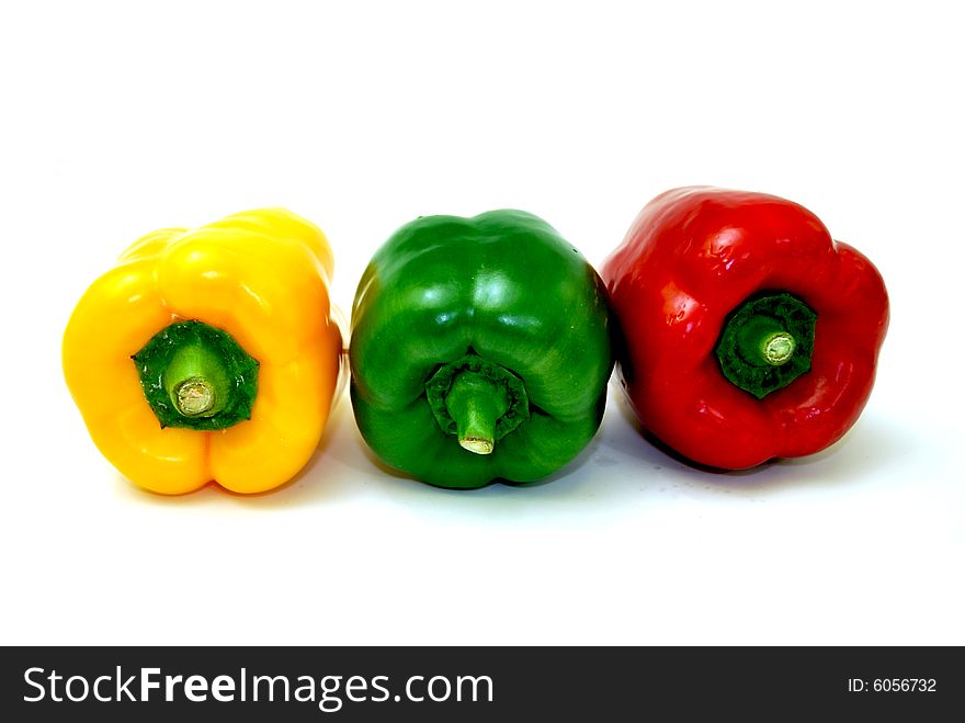 Colorful bell peppers set in sequence