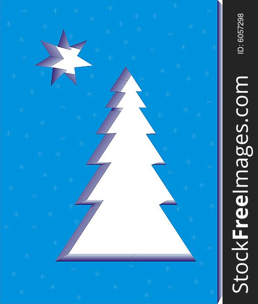 3D X-mas tree with star above. 3D X-mas tree with star above